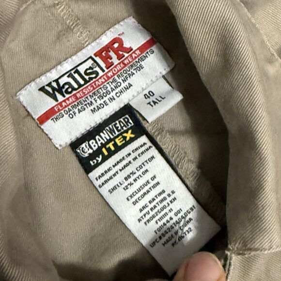 WALLS FR COVERALLS Flame Resistant Work Wear Zippers 40 Tall Chesapeake - Picture 5 of 9